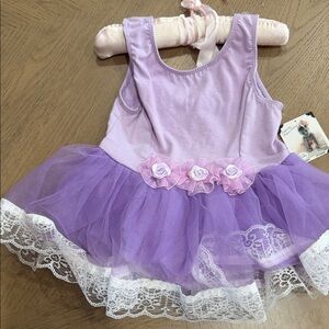 Purple and Pink Tutu Dress with Lace Trim